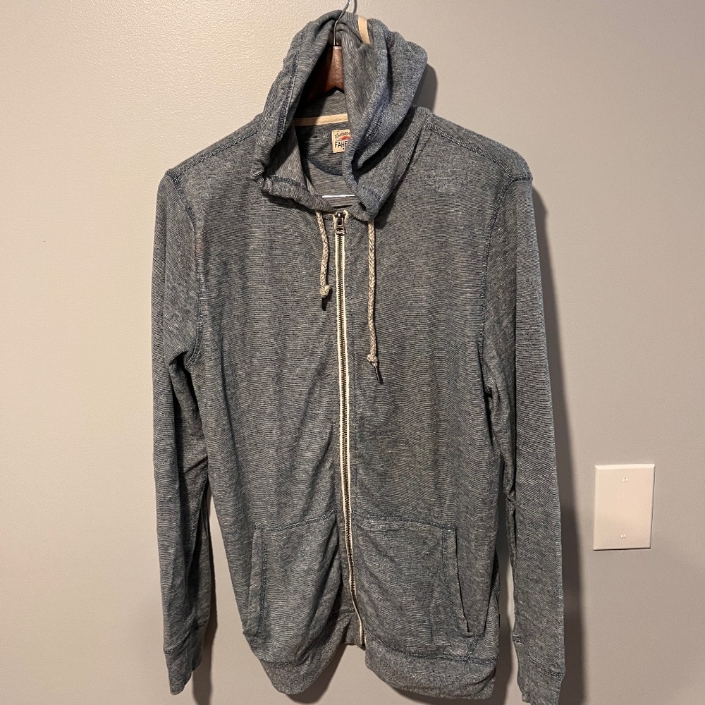 Faherty Blue Cotton Zip-Up Hoodie, size Men’s Small-Medium